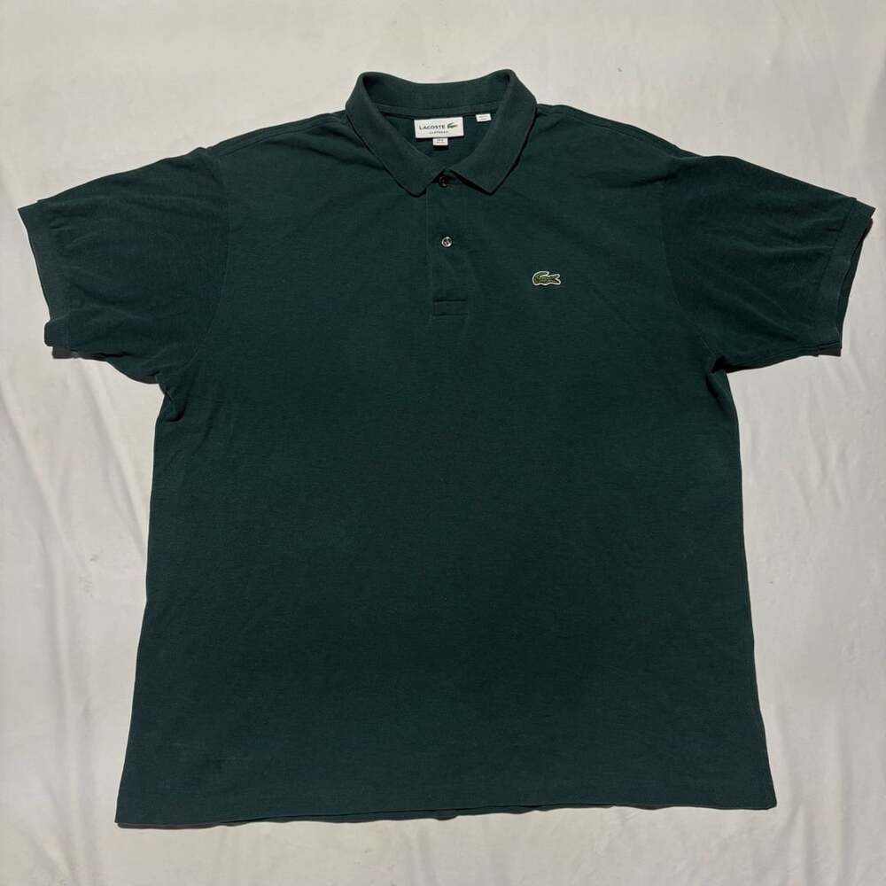 Lacoste Mens XL Polo Shirt Dark Forest Green Pink Croc Logo Classic Fit Cotton